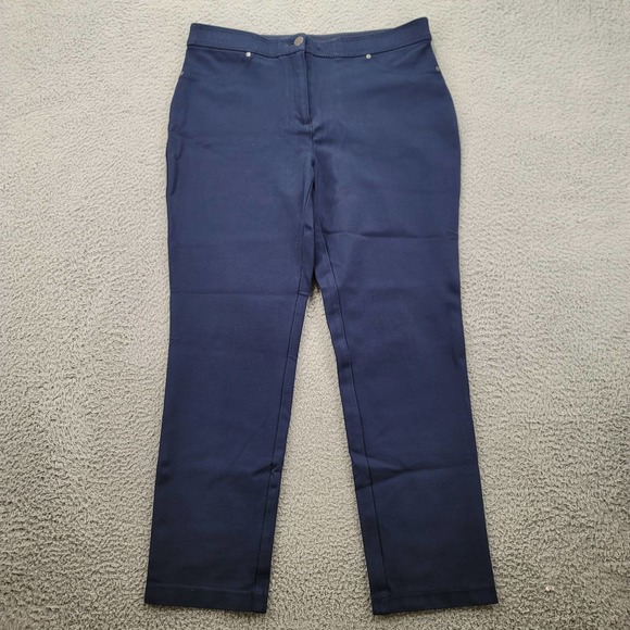 Chicos Pants Womens 0.5 US S/6 Short Blue Chino Flat Front Straight Leg Mid Rise - Picture 1 of 14